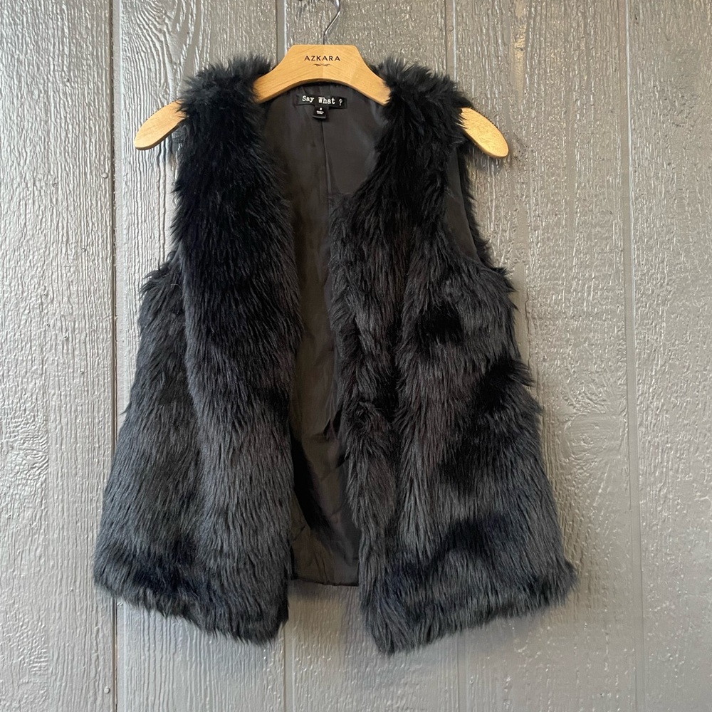 Say What? Black Faux Fur Vest